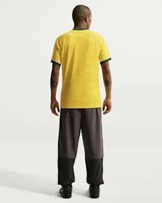 Brazil Men's Nike Soccer Short-Sleeve Supporter's Top Canary/Light Menta/Geode Teal [100% polyester, Machine wash, XS-3XL]