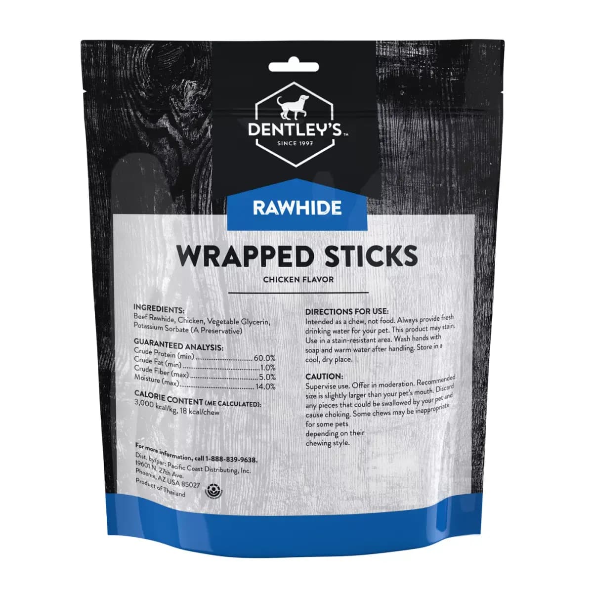 Dentley's® Gourmet 5" Retriever Sticks Dog Chew - Chicken [Key Benefits For all chewers, Item Number 5276237, Brand Dentley's, Food Type Wrapped Rawhide Stick]