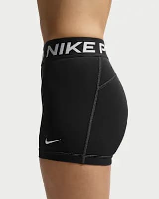 Nike Pro Women's Mid-Rise 3" Biker Shorts Black/White [Body: 78-83% polyester/17-22% spandex; Waistband: 63% polyester/21%, Machine Wash, XXS (00)-XXL (20–22)]