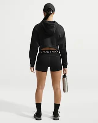 Nike Pro Women's Mid-Rise 3" Biker Shorts Black/White [Body: 78-83% polyester/17-22% spandex; Waistband: 63% polyester/21%, Machine Wash, XXS (00)-XXL (20–22)]