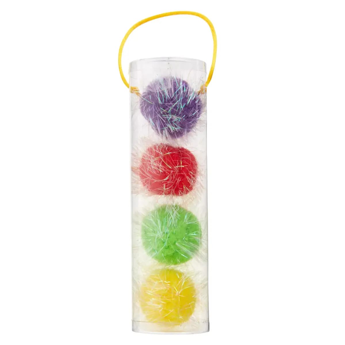 Whisker City® Tinsel Balls Cat Toys, 4 Pack (Color Varies) [Features Multi-colored tinsel balls, Includes 4 Count, Intended For Cats, Activity Swat & Pounce]