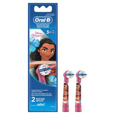 Oral-B Kids Extra Soft Replacement Brush Heads featuring Disney Princesses, 2 count [7 SMART Brushing Modes, Interactive Color Display, Artificial Intelligence + 3D]