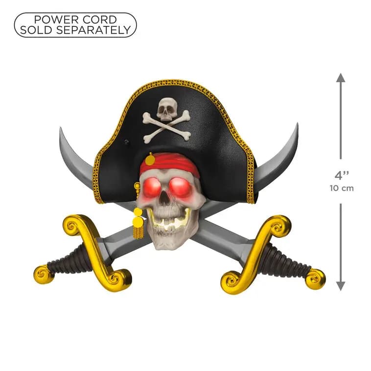 Disney Pirates of the Caribbean Collection The Talking Skull Ornament With Light and Sound [5.5 x 4 x 1.75, Plastic ornament with hanger attachm, One 2026 Hallmark Keepsake Christm