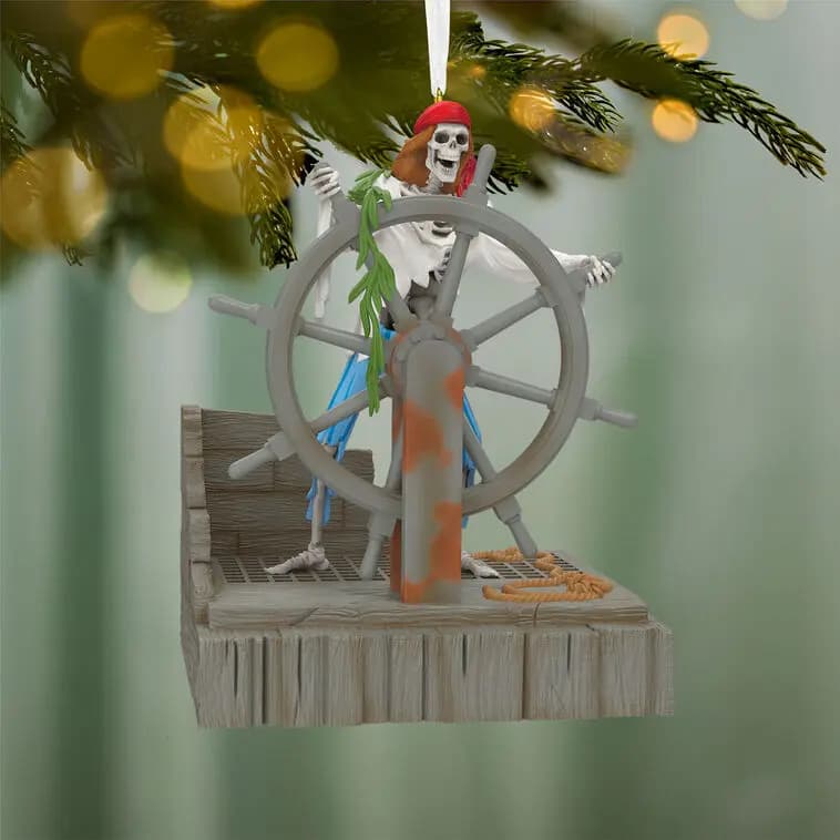 Disney Pirates of the Caribbean Collection The Talking Skull Ornament With Light and Sound [5.5 x 4 x 1.75, Plastic ornament with hanger attachm, One 2026 Hallmark Keepsake Christm