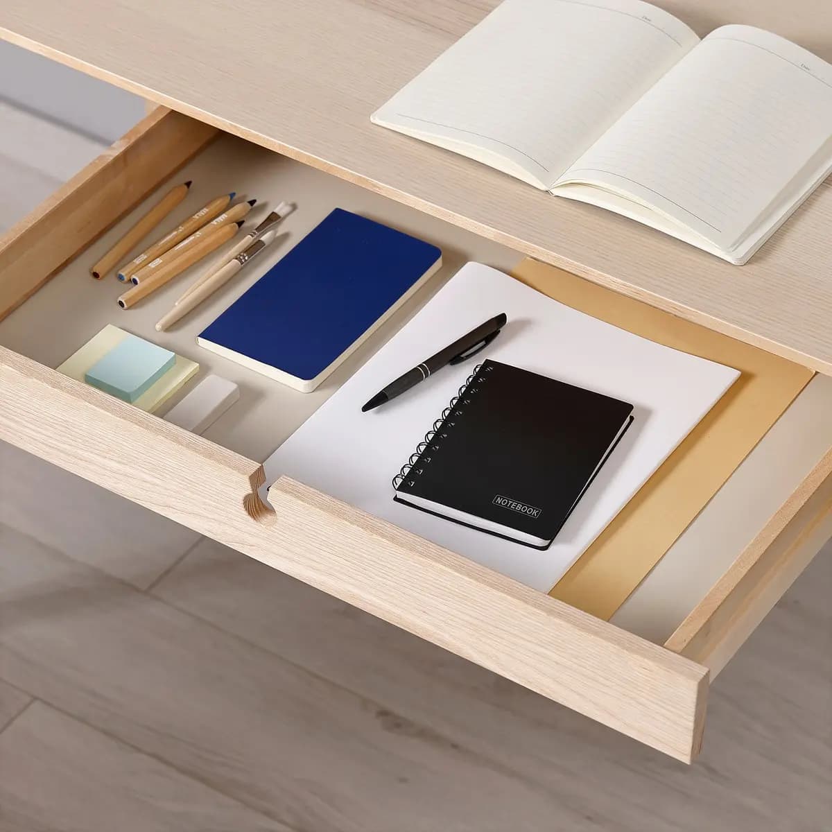 IKEA LISABO Desk, ash veneer 50 3/8x25 5/8 " [Depth 25 5/8 ", Drawer depth (inside) 13 3/4 ", Height 29 1/8 "]