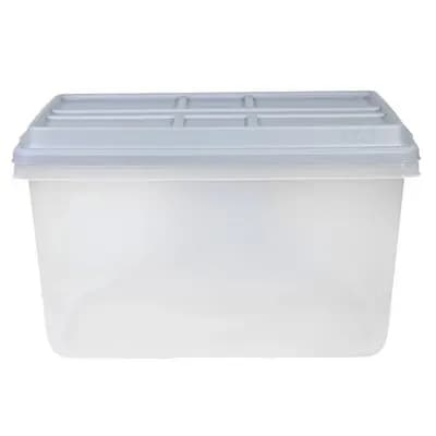 Hefty 72qt Clear Hi-Rise Storage bin with Stackable Lid Gray: Plastic Utility Tubs, Locking Handles, Snap Closure [72 Quart, Spot or Wipe Clean, Universal Storage]
