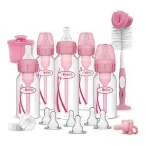 Dr. Brown's Anti-Colic Options+ Narrow Baby Bottle Newborn Gift Set - 0-6m - Pink [Number of Pieces 16, Dimensions (Overall) 10 Inches (H) x 4 Inches (W) x 7.2 Inche, Weight 1.56 P