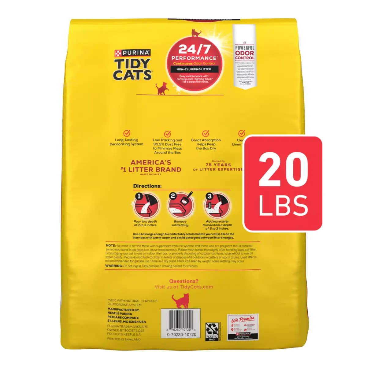 Purina® Tidy Cats® 24/7 Performance Non-Clumping Multi-Cat Clay Cat Litter - Low Dust [Features & Benefits Extended–release non–clumping cat litter, Species Cat, Brand Tidy Cats, B
