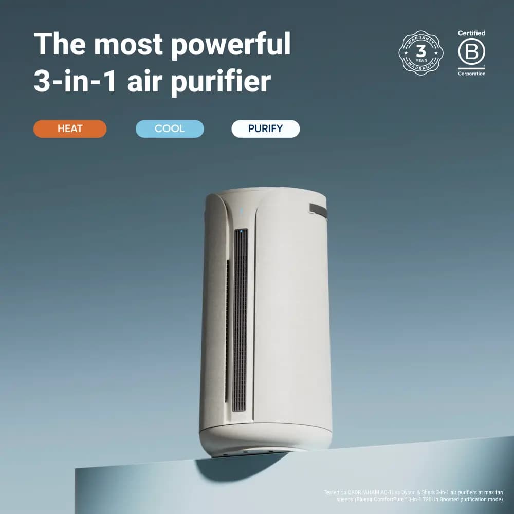 Blueair ComfortPure 3-in-1 Air Purifier T20i [27.4 in x 13.6 in x 13.6 in, 26.9 lb, 36 W]