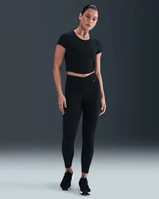Nike One Women's High-Waisted 7/8 Leggings Black/Dark Smoke Grey [Body: 80% polyester/20% spandex. Panels: 72% polyester/28% spandex, Machine wash, XXS (00)-XXL (20–22)]