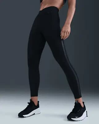 Nike One Women's High-Waisted 7/8 Leggings Black/Dark Smoke Grey [Body: 80% polyester/20% spandex. Panels: 72% polyester/28% spandex, Machine wash, XXS (00)-XXL (20–22)]