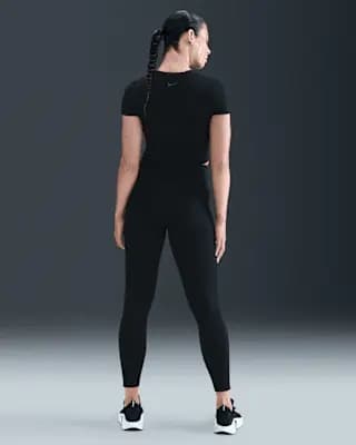 Nike One Women's High-Waisted 7/8 Leggings Black/Dark Smoke Grey [Body: 80% polyester/20% spandex. Panels: 72% polyester/28% spandex, Machine wash, XXS (00)-XXL (20–22)]