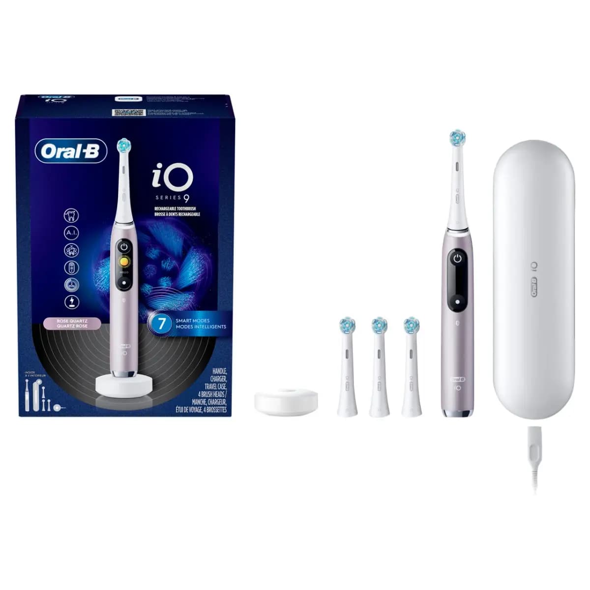 Oral-B Pro 1000 Rechargeable Electric Toothbrush Twin Pack, Black and White [7 SMART Brushing Modes, Interactive Color Display, Artificial Intelligence + 3D]