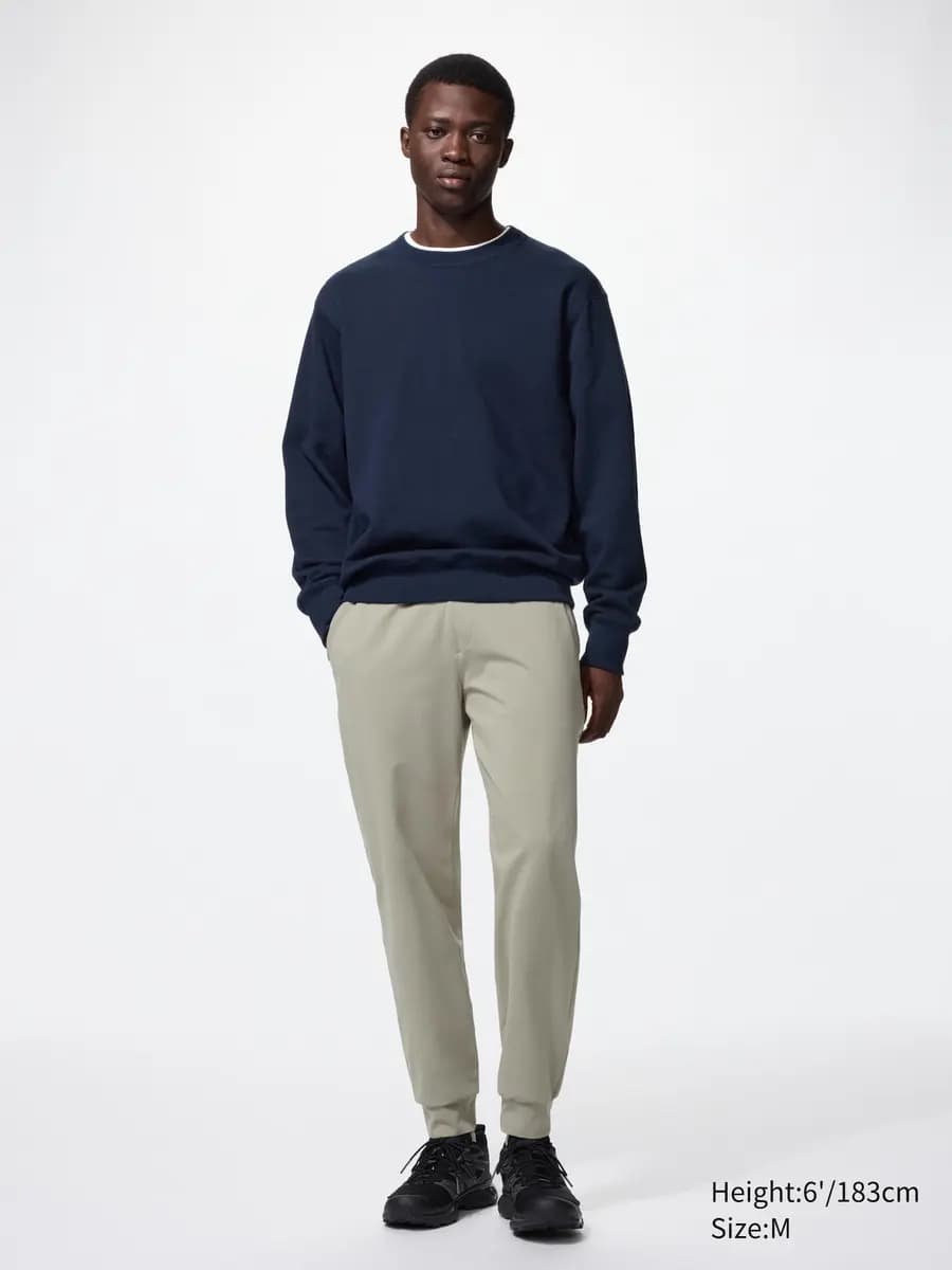 Uniqlo Ultra Stretch Active Jogger Pants Beige [Imported, With quick-drying "DRY-EX" technology., Smooth "AIRism" for stay-fresh comfort.]