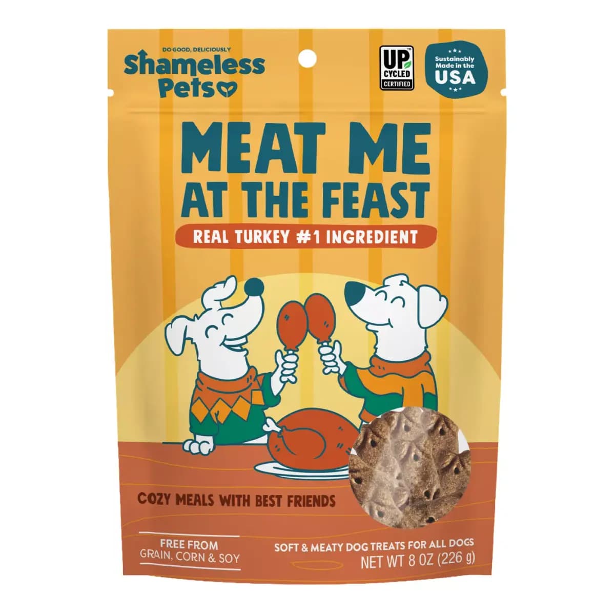 Shameless Pets Meat Me At The Feast, Soft & Meaty Dog Treats - Turkey 8 oz [Features & Benefits – #1 ingredient is Turkey: Because your, Species Dog, Brand Shameless Pets, Food Typ
