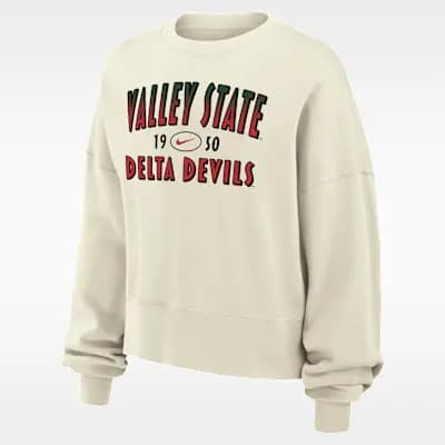 Nike College (Mississippi Valley State University) Women's Phoenix Fleece Crewneck Sweatshirt Sail [Sail, 52% cotton/32% rayon/18% polyester, Machine wash]