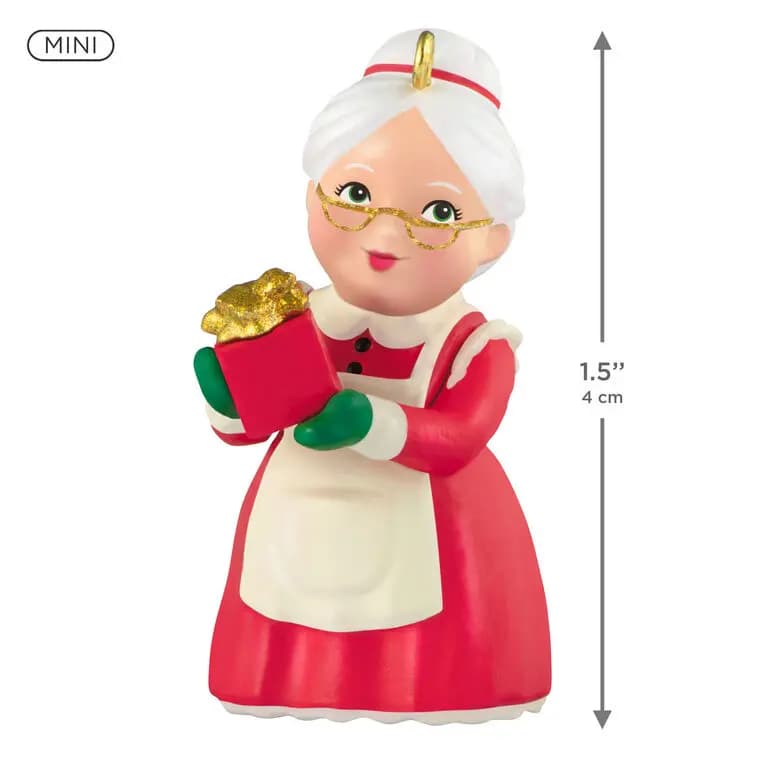 Mini Sweet Mrs. Claus Ornament, 1.5" [MINIATURE 0.75 x 1.5 x 0.75, Plastic ornament with hanger attachm, One 2026 miniature Hallmark Keepsake, Tammy Haddix]