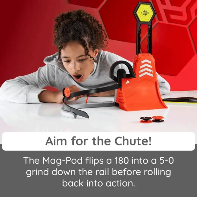 Fat Brain Toys Magshuto Vert Tower Magnet-Launching Action Toy Creative Set for Ages 6 and Up [Magnetic trick-shot kit featuring a vertical ramp with other built-in stunts, Encoura