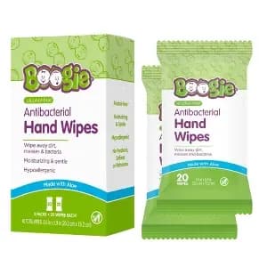 Boogie Antibacterial Hand Wipes - 2pk/20 Wipes Each [Scent Scented, Dimensions (Overall) 7.9 Inches (L), 5.9 Inches (W), Health Facts Contains Vitamin E, Phthalate-Free, Cont, Disp
