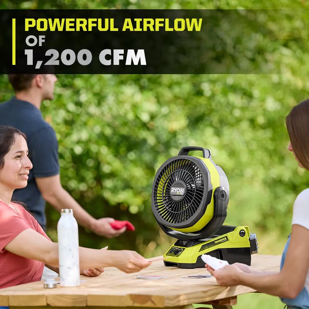 RYOBI 18V ONE+ HP Brushless Hybrid 9" Oscillating Fan [Motor Type Brushless, Blade Diameter 9", CFM 1,200]