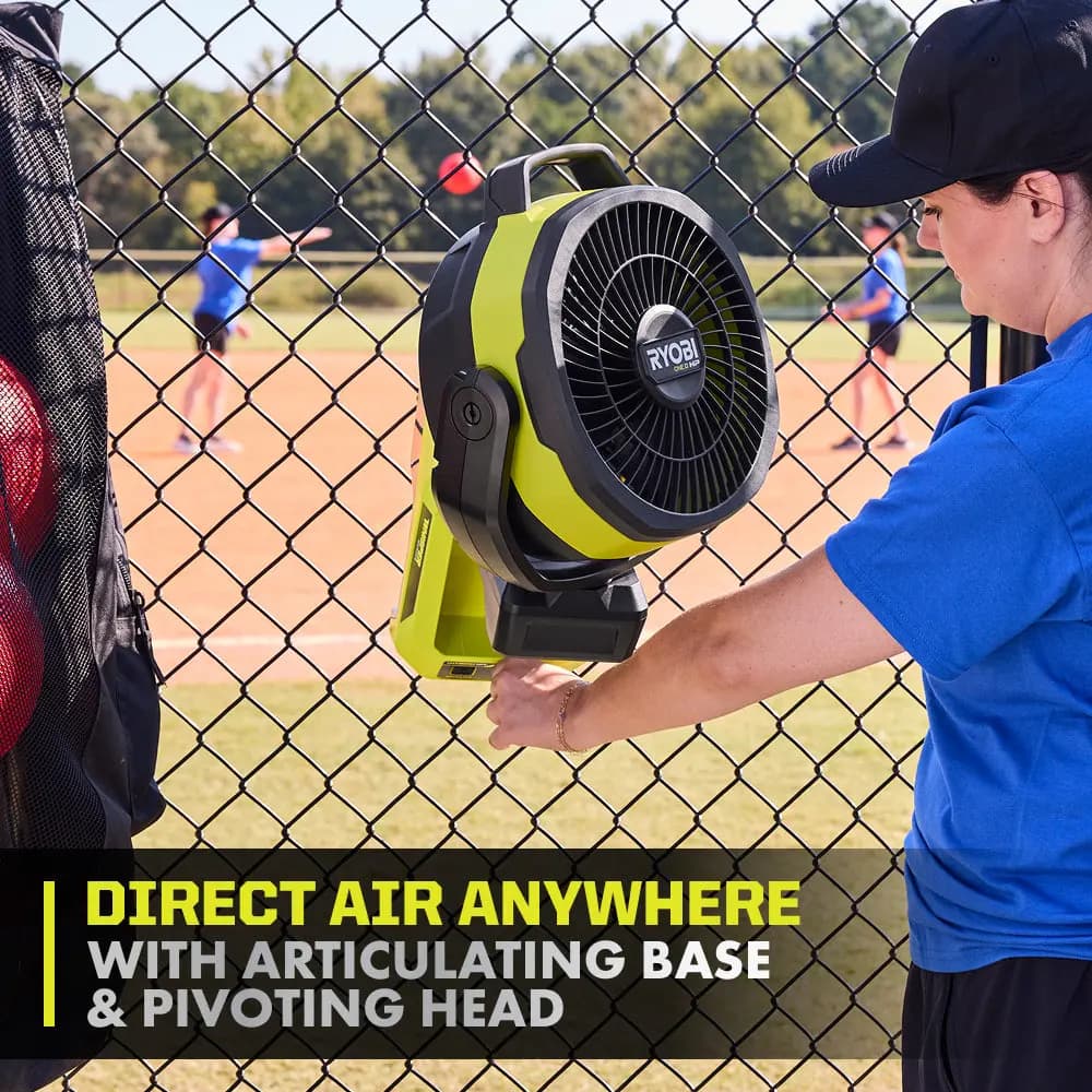 RYOBI 18V ONE+ HP Brushless Hybrid 9" Oscillating Fan [Motor Type Brushless, Blade Diameter 9", CFM 1,200]