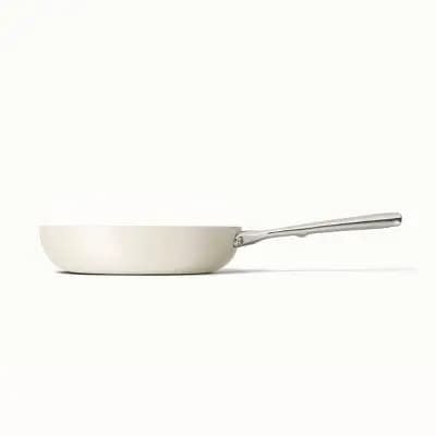 Caraway Home 10.5" Fry Pan Cream: Nonstick Ceramic Cookware, Oven-Safe, Stainless Steel Handle, Induction Compatible [Stainless Steel, 2.7 Quart, Ceramic]