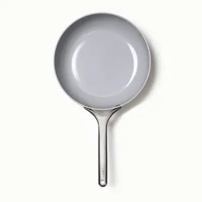 Caraway Home 10.5" Fry Pan Cream: Nonstick Ceramic Cookware, Oven-Safe, Stainless Steel Handle, Induction Compatible [Stainless Steel, 2.7 Quart, Ceramic]