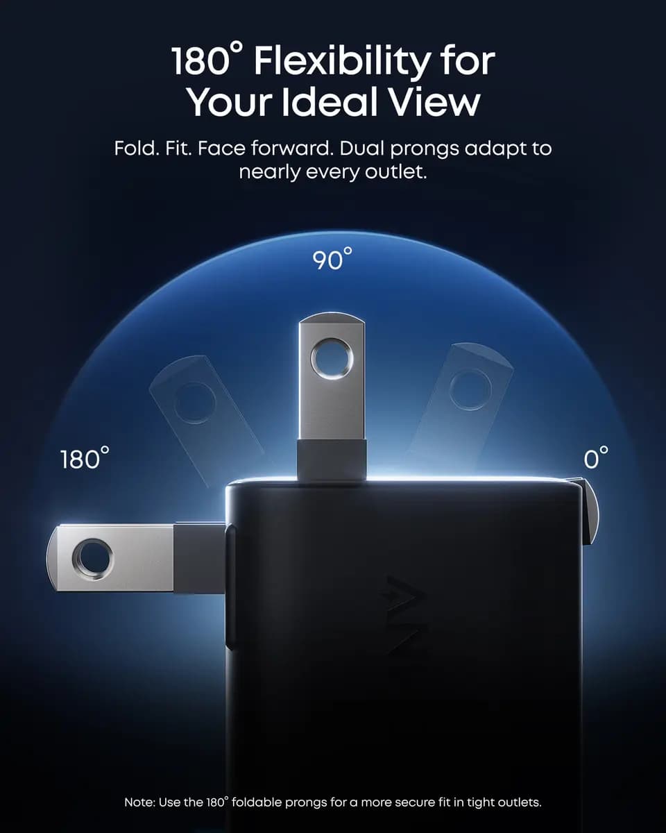 Anker Bundle kit:Anker Nano Charger (45W, Smart Display, 180° Foldable, 2-Pack) [100-240V~ 50 / 60Hz, 1.5A Max, 5V⎓3A / 9V⎓3A / 15V⎓3A / 20V⎓2.25A (45W Max), 45W Max]