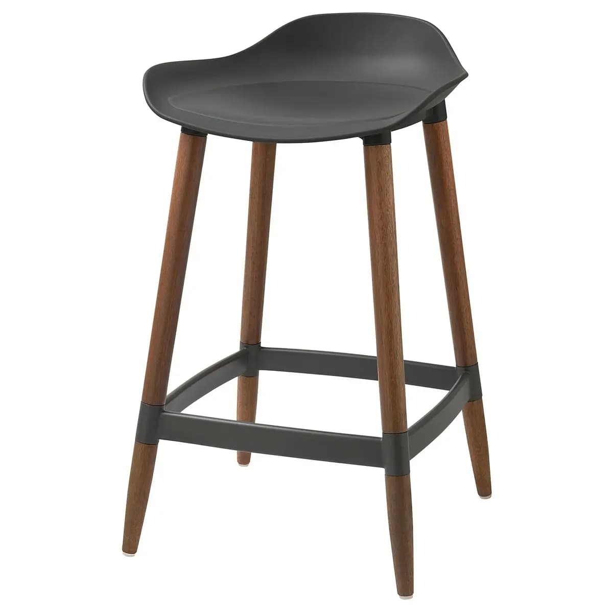 IKEA GRÖNSTA Bar stool, counter height gray/dark brown/wood indoor/outdoor [Width 17 3/4 ", Depth 17 3/8 ", Height 29 7/8 "]