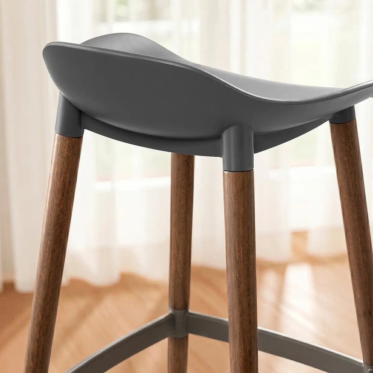 IKEA GRÖNSTA Bar stool, counter height gray/dark brown/wood indoor/outdoor [Width 17 3/4 ", Depth 17 3/8 ", Height 29 7/8 "]