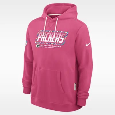 Green Bay Packers Crucial Catch Sideline Standard Issue Men's Nike Dri-FIT NFL Pullover Hoodie Pink [Pink, Hood with drawstring, Front pocket]