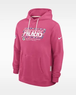 Green Bay Packers Crucial Catch Sideline Standard Issue Men's Nike Dri-FIT NFL Pullover Hoodie Pink [Pink, Hood with drawstring, Front pocket]