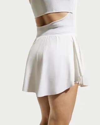 NikeCourt Slam Women's Dri-FIT Tennis Skirt White/White [Body: 88% polyester/12% spandex. Tight: 79% polyester/21% spandex, Machine wash, XS (0–2)-XL (16–18)]