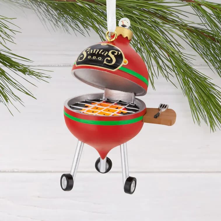 Santa's BBQ Grill Hallmark Ornament [Santa's B.B.Q., 2 x 3 x 1.5, Resin ornament with hanger attachmen, One Hallmark Christmas ornament.]