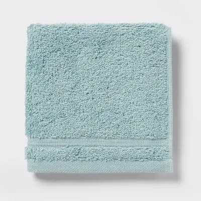 Threshold 4pk Total Fresh Antimicrobial Washcloth Set Aqua - Thresholdâ„¢ [100% Cotton, Heavyweight (550-800 GSM), OEKO-TEX MADE IN GREEN]