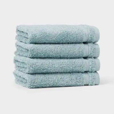Threshold 4pk Total Fresh Antimicrobial Washcloth Set Aqua - Thresholdâ„¢ [100% Cotton, Heavyweight (550-800 GSM), OEKO-TEX MADE IN GREEN]