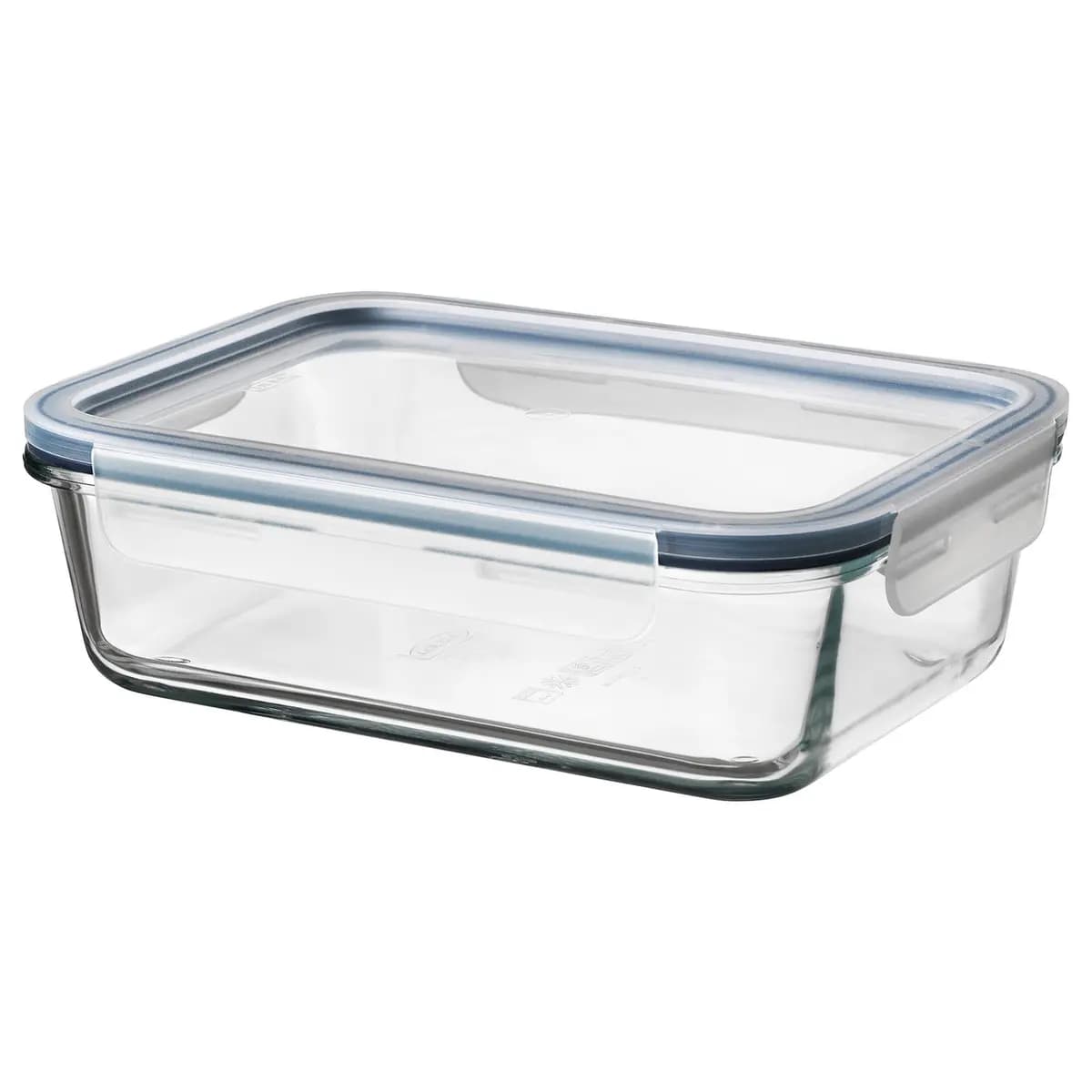 IKEA 365+ food container with lid, rectangular glass/plastic, 34 oz [Length 8 ", Width 6 ", Height 3 ", Volume 34 oz]