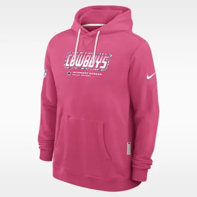 Dallas Cowboys Crucial Catch Sideline Standard Issue Men's Nike Dri-FIT NFL Pullover Hoodie Pink [Pink, Hood with drawstring, Front pocket]