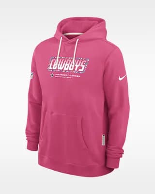 Dallas Cowboys Crucial Catch Sideline Standard Issue Men's Nike Dri-FIT NFL Pullover Hoodie Pink [Pink, Hood with drawstring, Front pocket]