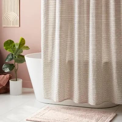 Threshold Woven Dot Line Shower Curtain Ivory/Black - Thresholdâ„¢ [100% Cotton, .52 Pounds, 72 Inches (H) x 72 Inches (W)]