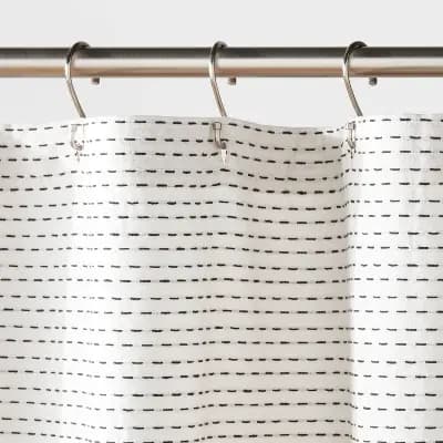 Threshold Woven Dot Line Shower Curtain Ivory/Black - Thresholdâ„¢ [100% Cotton, .52 Pounds, 72 Inches (H) x 72 Inches (W)]