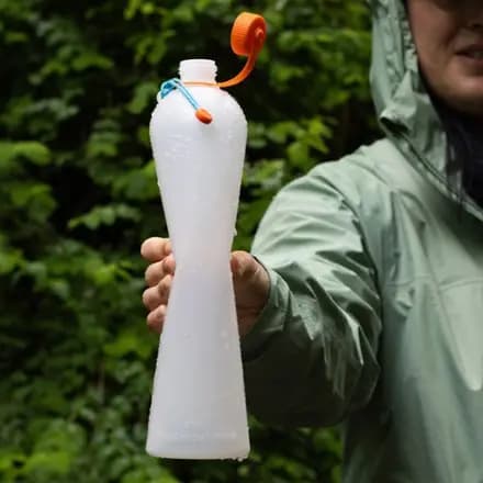 Cnoc Outdoors ThruBottle Water Bottle - 32 fl. oz. White/Orange [Hiking Backpacking, 1 liter, 32 fluid ounces]