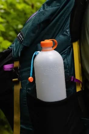 Cnoc Outdoors ThruBottle Water Bottle - 32 fl. oz. White/Orange [Hiking Backpacking, 1 liter, 32 fluid ounces]
