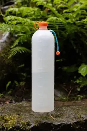 Cnoc Outdoors ThruBottle Water Bottle - 32 fl. oz. White/Orange [Hiking Backpacking, 1 liter, 32 fluid ounces]
