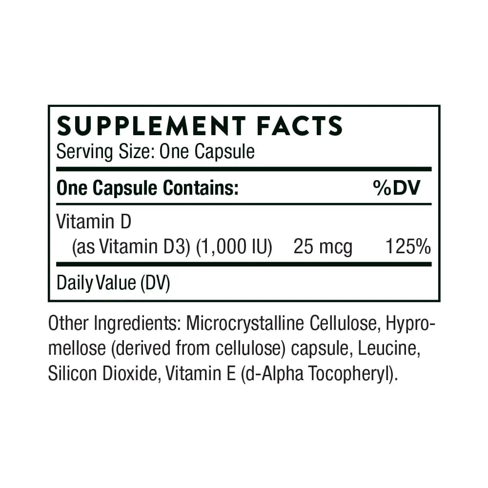 Thorne Vitamin D-1,000 - 90 Servings [1 Capsule(s), 90, 25mcg]