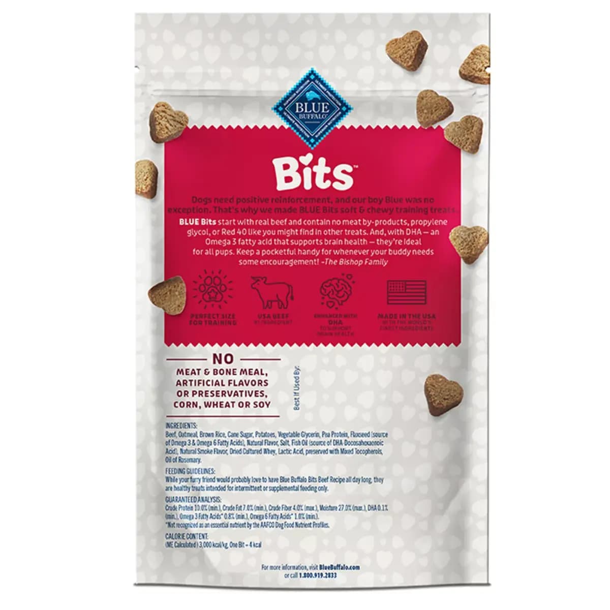 Blue Buffalo® Bits Soft & Chewy Training Treats - Beef Recipe, 4 oz [Food Type Dog Treat, Life Stage Puppy, Health Consideration Brain Development, Flavor Beef]
