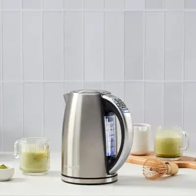 Cuisinart 1.7L Perfectemp Programmable Stainless Steel Electric Kettle Light Silver CPK-17P1: Adjustable Temp, Cordless, 360Â° Base [Stainless Steel, 1500.0 watts, 1.7 Liter]