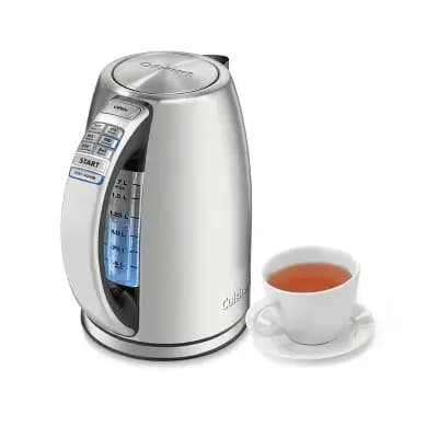 Cuisinart 1.7L Perfectemp Programmable Stainless Steel Electric Kettle Light Silver CPK-17P1: Adjustable Temp, Cordless, 360Â° Base [Stainless Steel, 1500.0 watts, 1.7 Liter]