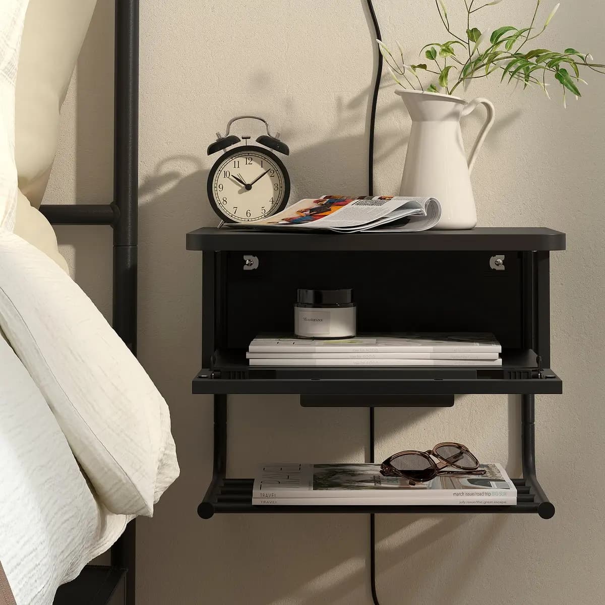 IKEA GRÅFJÄLLET Wall-mounted bedside table, anthracite [Width 16 1/2 ", Depth 11 3/8 ", Height 12 1/4 "]