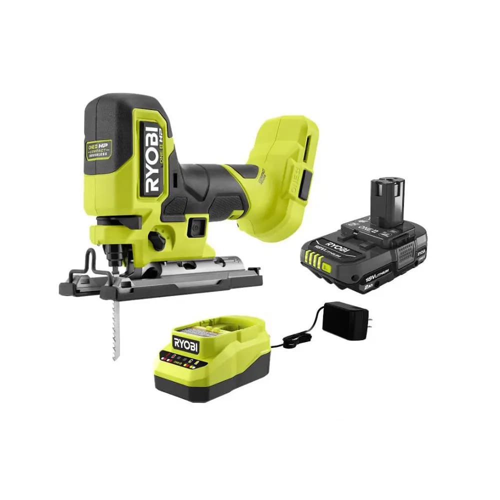 RYOBI 18V ONE+ HP Compact Brushless Barrel Grip Jig Saw Kit [Voltage 18V, Capacity 2Ah, Fuel Gauge Integrated LEDs]